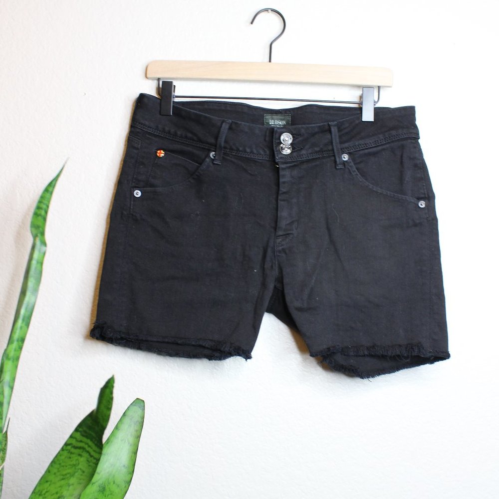 Hudson Frayed Flap Pocket Black Shorts